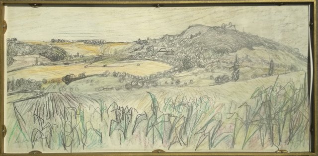 Jan Chmelař: Krajina Pálavy, 1978, pastel