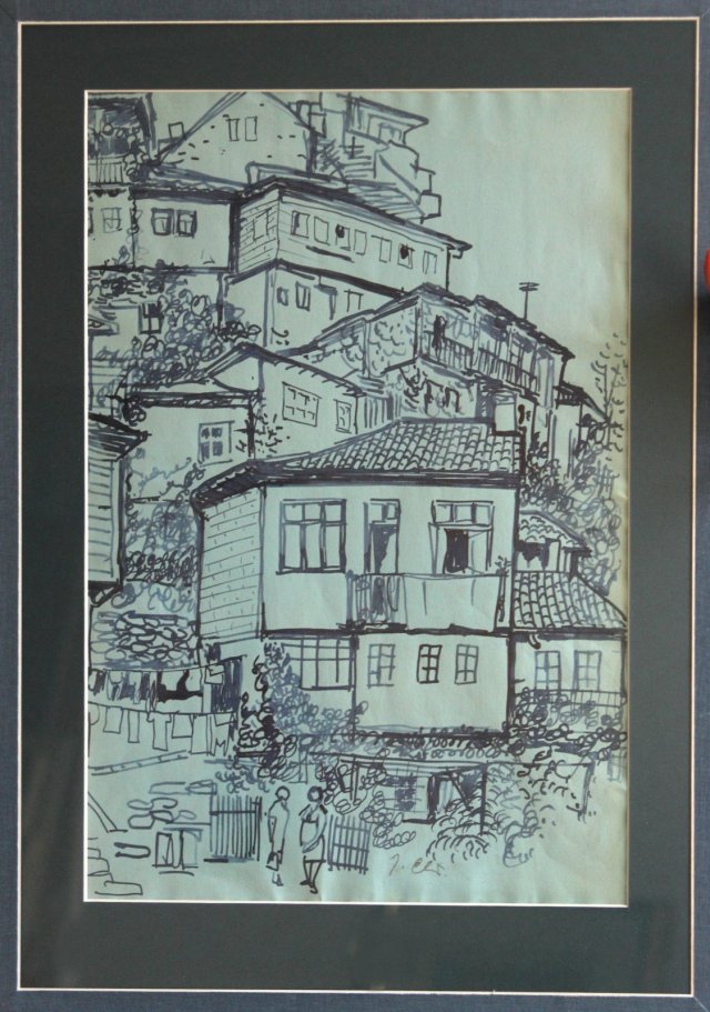 Jan Chmelař: Veliko Tarnovo (cyklus Bulharsko), 1973, inkoust