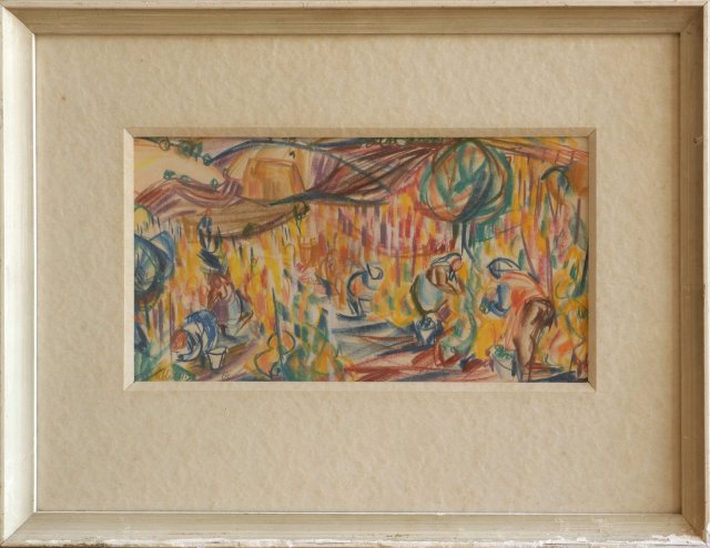 Eva Siblíková: Obecní vinice, 1964, pastel