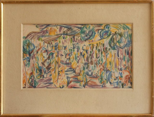 Eva Siblíková: Modrý obecní vinohrad, 1964, pastel