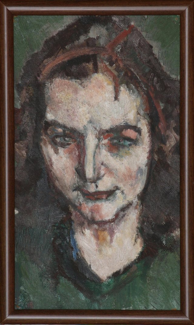 Jan Chmelař: Švadlenka, 1948, olej na sololitu